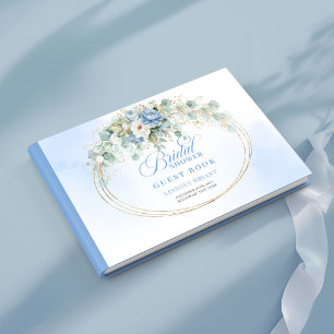 Elegantes staubblaues florales Gästebuch für die B