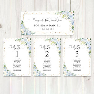 Elegantes staubblaues florales Hochzeitstisch-Schi