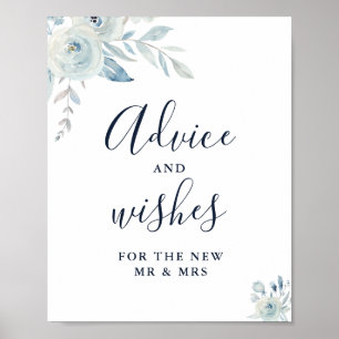 elegantes staubblaues florales Zeichen für Ratschl Poster