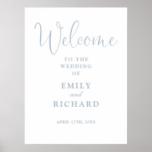 Elegantes staubblaues Hochzeit-Willkommensschild Poster