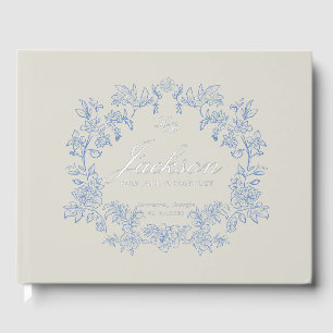 Elegantes staubblaues Toile-Blumenmuster viktorian Gästebuch