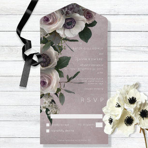 Elegantes, staubig rosa, modernes Floral ohne Aben All In One Einladung