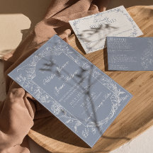 Elegantes staubiges Blau Florales Boho Botanisches