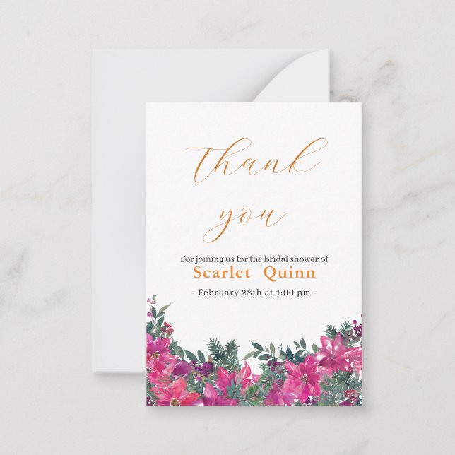 Elegantes staubrosa Aquarell Brautparty Mitteilungskarte (Vorderseite)