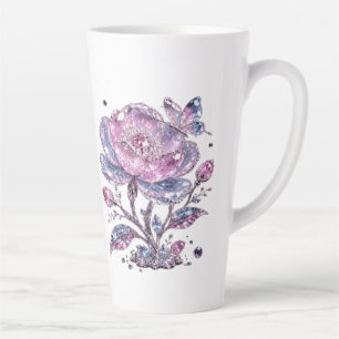 Elegantes Staubrose Botanisches Musterdesign Milchtasse