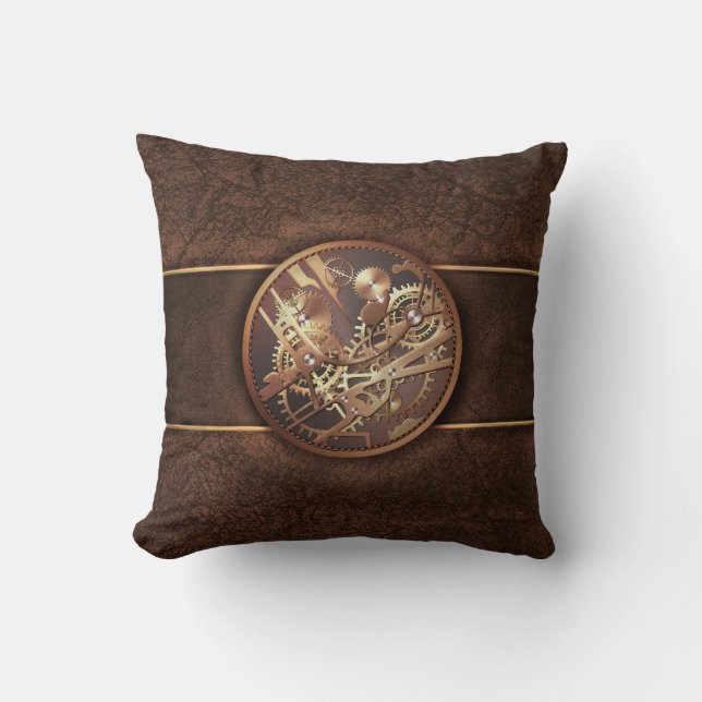elegantes steampunk übersetzt Goldbraun Kissen (Vorderseite)
