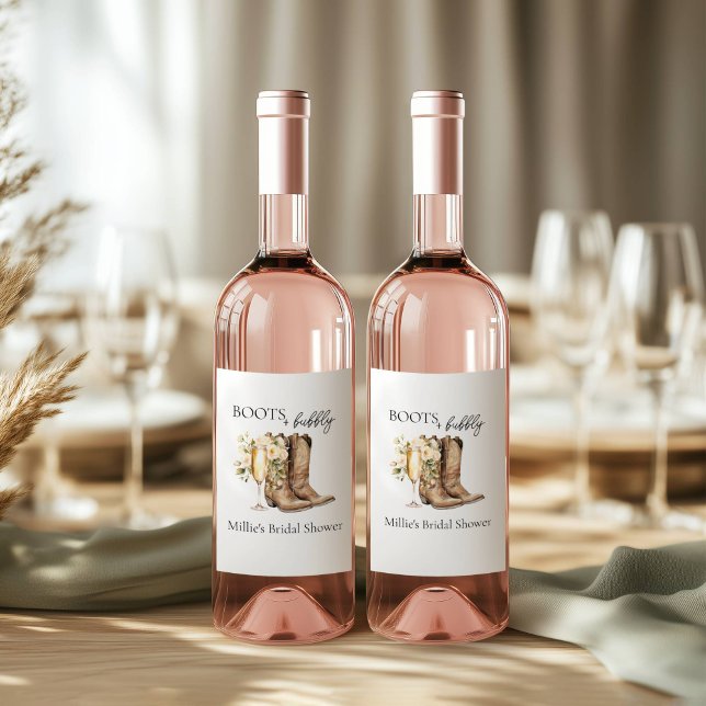 Elegantes Stiefel und bubbly Brautparty Weinetikett (Von Creator hochgeladen)