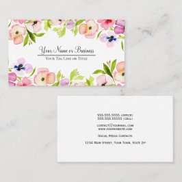 Elegantes Stiefmütterchen Wasserfarben Feminine Visitenkarte