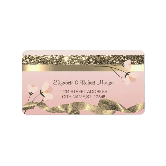 Elegantes, stilvolles Blumensiegel Adressaufkleber (Vorne)