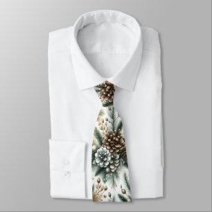 Elegantes stilvolles braunes Silber-Tannenzapfen-M Krawatte
