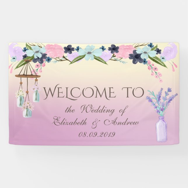 Elegantes stilvolles, florales Hochzeitsbanner Banner (Horizontal)