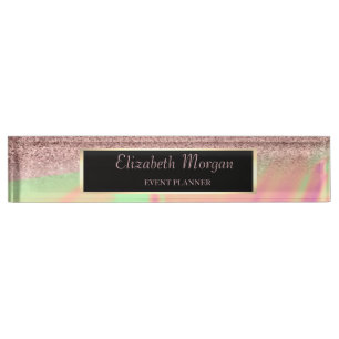 Elegantes, stilvolles Glitter-Bokeh-Ombre mit Rahm Namensplakette