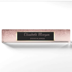 Elegantes stilvolles Glitter-Bokeh-Ombre mit Rahme Namensplakette