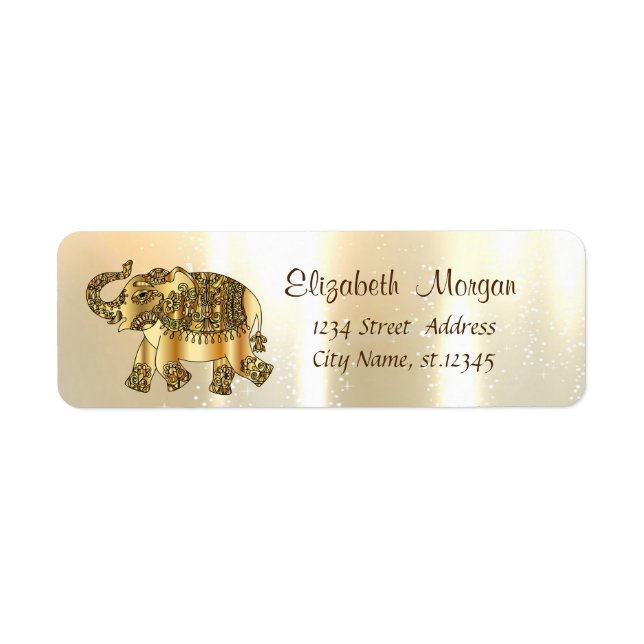 Elegantes, stilvolles Gold, Paisley Elephant (Vorne)