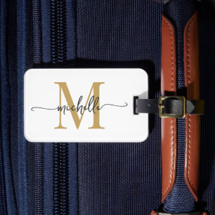 Elegantes, stilvolles Monogramm in Weißgold, Initi Gepäckanhänger