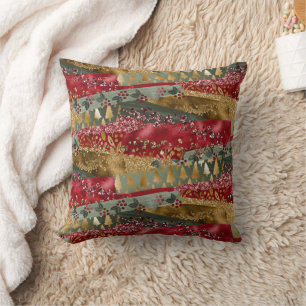 Elegantes stilvolles rotes grünes glitzerndes gold kissen