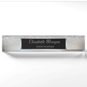 Elegantes stilvolles Silber-Glitter-Bokeh-Ombre, R Namensplakette