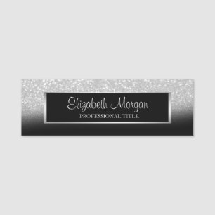 Elegantes stilvolles trendiges Silber-Glitter-Ombr Namensschild