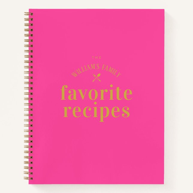 Elegantes stilvolles Trendy Pink und Gold Blank Re Notizbuch (Vorderseite)