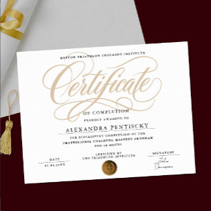 Elegantes stilvolles weißes und goldenes Zertifika Poster