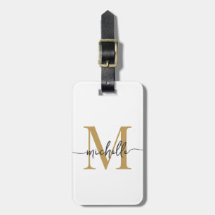 Elegantes stilvolles weißgoldenes Monogramm Initia Gepäckanhänger