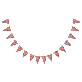 Elegantes Stoffdesign mit aufwändigen Blumenmotive Wimpelkette
