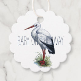 Elegantes Stork Baby Duschgeschenk Geschenkanhänger