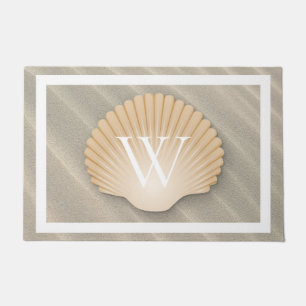 Elegantes Strand-u. Seashell-Monogramm Fußmatte