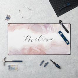 Elegantes Strandwellen Alkoholtupfer Monogramm Schreibtischunterlage