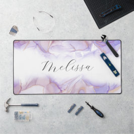 Elegantes Strandwellen Alkoholtupfer Monogramm Schreibtischunterlage