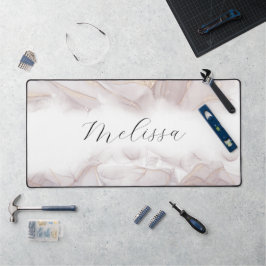 Elegantes Strandwellen Alkoholtupfer Monogramm Schreibtischunterlage