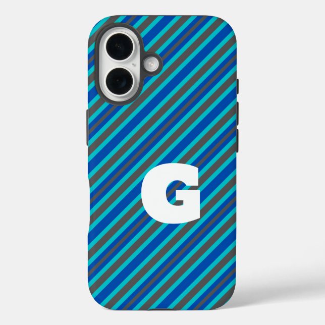 Elegantes Streifenmuster personalisieren iPhone 16 Hülle (Rückseite)