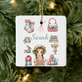 Elegantes Strickornament Keramikornament