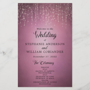 Elegantes String Lights Cranberry Wedding Program