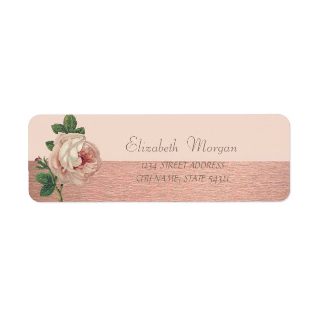 Elegantes stylisches Glittery,Rose-Adressetikett (Vorne)