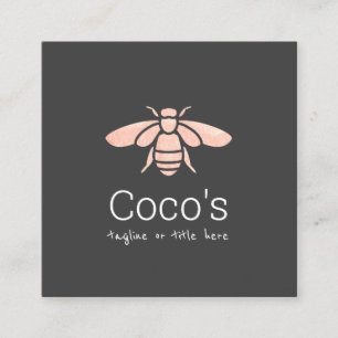 Elegantes stylisches Gold-Bienenlogo der Rose Quadratische Visitenkarte