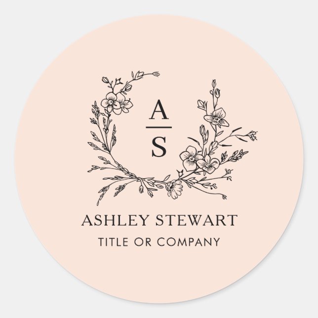 Elegantes, stylisches Monogram Logo Modernes Soft  Runder Aufkleber (Vorderseite)