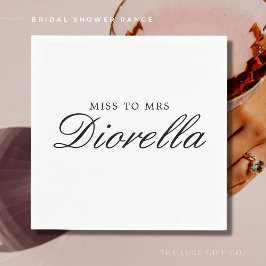 Elegantes stylisches Simple Black Script-Brautpart Serviette