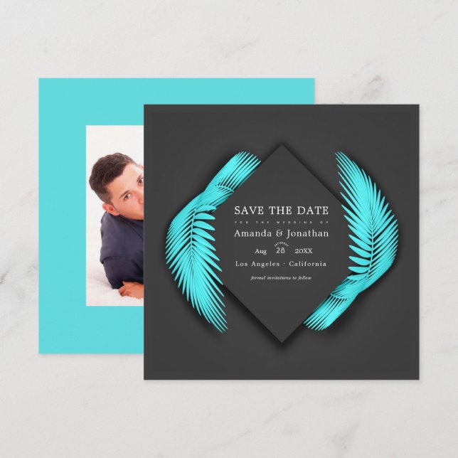 Elegantes Summer Beach Wedding Foto Save The Date (Vorne/Hinten)