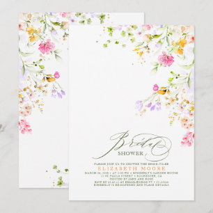 Elegantes Summer Meadow Wildblumen Brautparty 2 Einladung