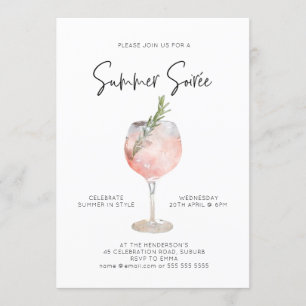 Elegantes Summer Soiree Drinks Cocktail Party Rosa Einladung