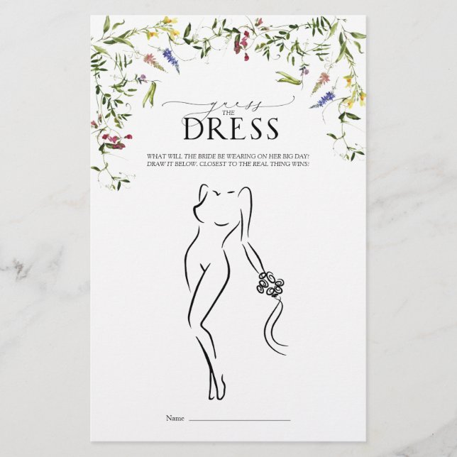 Elegantes Summer Wildblume Brautparty Game (Vorderseite)