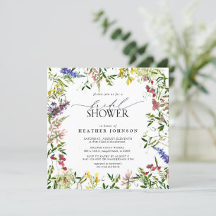 Elegantes Summer Wildblume Floral Brautparty Einladung