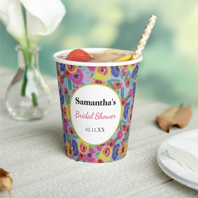 Elegantes Summer Wildblume Floral Brautparty Pappbecher (In Situ)