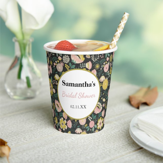 Elegantes Summer Wildblume Floral Brautparty Pappbecher (In Situ)