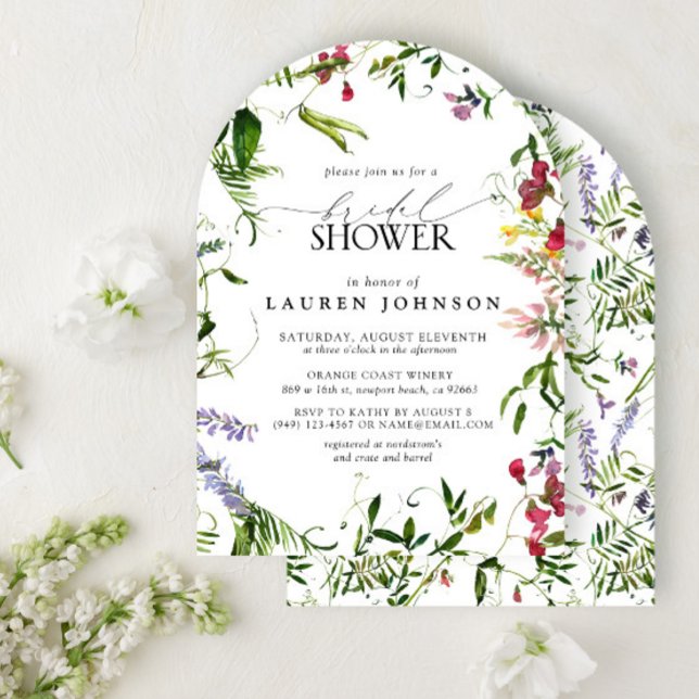 Elegantes Summer Wildblume Watercolor Brautparty Einladung (Von Creator hochgeladen)