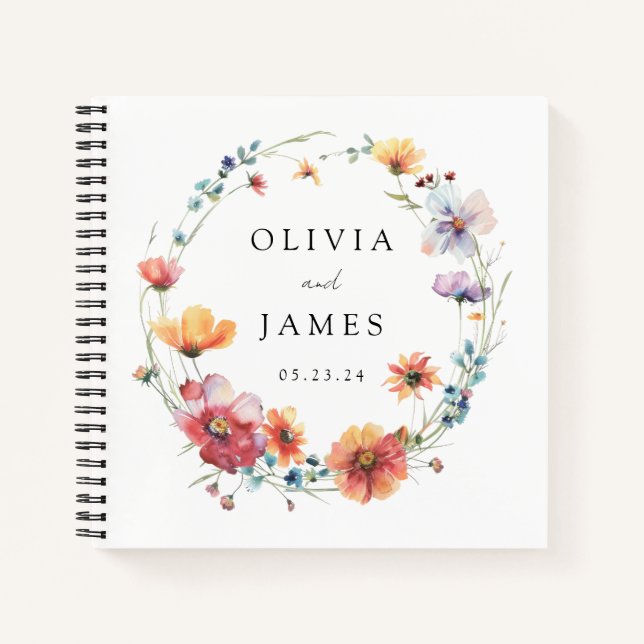 Elegantes Summer Wildblume Wedding Guest Book Notizbuch (Vorderseite)