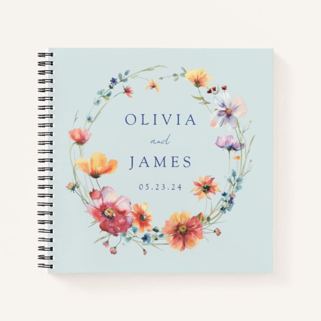 Elegantes Summer Wildblume Wedding Guest Book Notizbuch (Vorderseite)