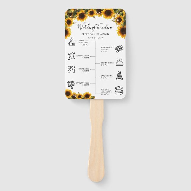 Elegantes Sunflowers Bouquet Wedding Programm Fächer (Vorderseite)