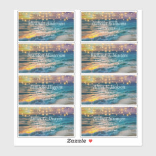 Elegantes Sunset Beach Summer Wedding Address Labe Aufkleber